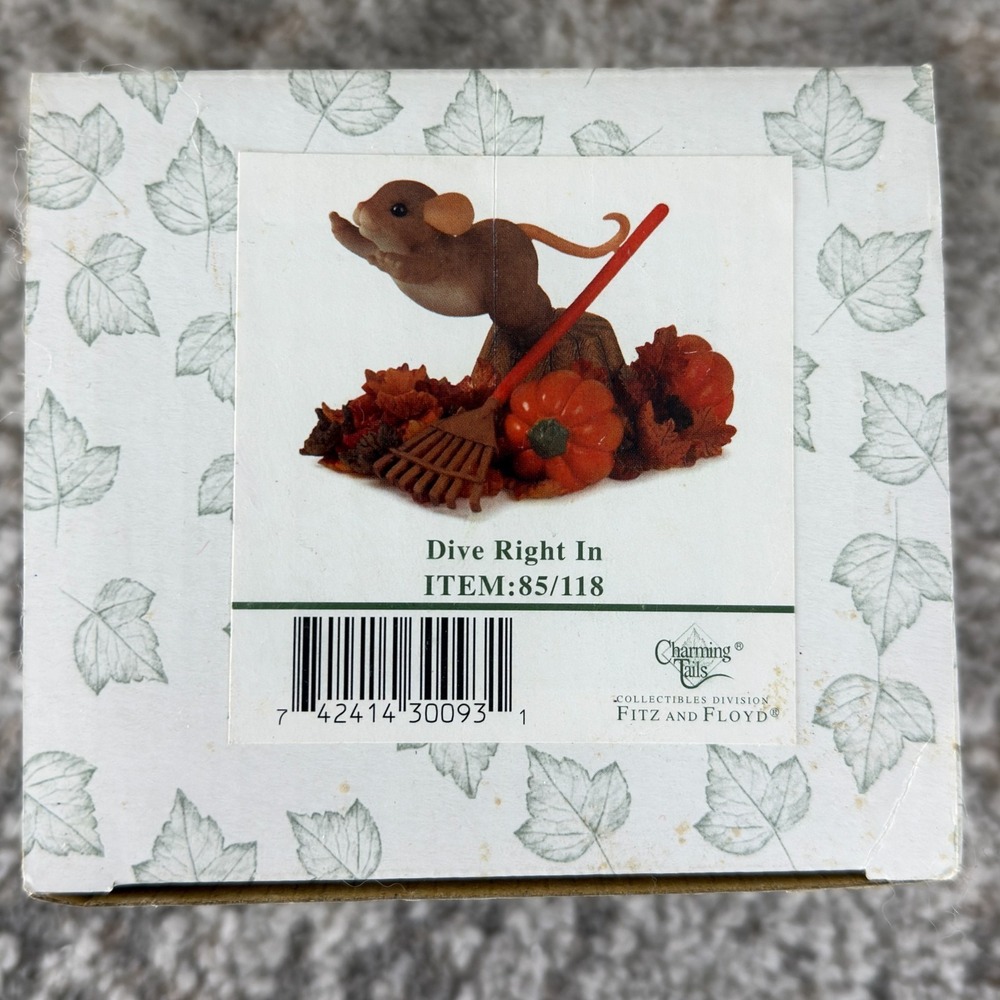 Fitz and Floyd Charming Tails Dive Right In 85/118 Mouse w/Box
